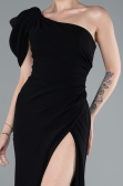 Robe Queue De Poisson Mousseline Longue Noir ABU4091