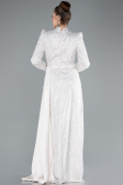 Tenue de Soirée Voilée Longue Perlé Beige ABU4941