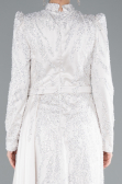 Tenue de Soirée Voilée Longue Perlé Beige ABU4941