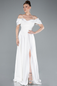 Robe De Soirée Satin Longue Blanc ABU4703