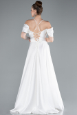 Robe De Soirée Satin Longue Blanc ABU4703