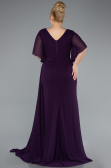 Robe de Soirée Grande Taille Longue Mousseline Violet Foncé ABU4911