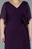 Robe de Soirée Grande Taille Longue Mousseline Violet Foncé ABU4911