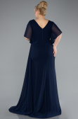 Robe de Soirée Grande Taille Longue Mousseline Bleu Marine ABU4911