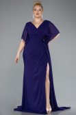 Robe de Soirée Grande Taille Longue Mousseline Violet ABU4911