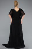 Robe de Soirée Grande Taille Longue Mousseline Noir ABU4911