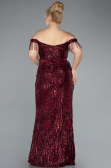 Robe De Fiançailles Grande Taille Longue Rouge Bordeaux ABU3785