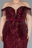 Robe De Fiançailles Grande Taille Longue Rouge Bordeaux ABU3785