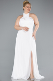 Robe Grande Taille Longue Mousseline Blanc ABU4951