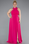 Robe Grande Taille Longue Mousseline Fushia ABU4951