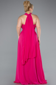 Robe Grande Taille Longue Mousseline Fushia ABU4951