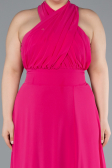Robe Grande Taille Longue Mousseline Fushia ABU4951