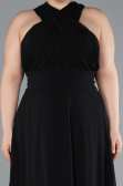 Robe Grande Taille Longue Mousseline Noir ABU4951