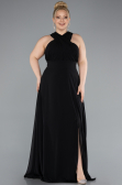 Robe Grande Taille Longue Mousseline Noir ABU4951