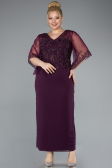 Robe de Soirée Grande Taille Midi Mousseline Violet ABK2333
