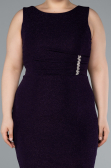 Robe de Soirée Grande Taille Midi Violet Foncé ABK2338