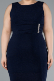 Robe de Soirée Grande Taille Midi Bleu Marine ABK2338
