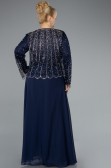 Robe De Soirée Grande Taille Mousseline Longue Bleu Marine ABU4629