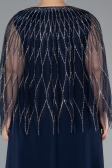 Robe De Soirée Grande Taille Mousseline Longue Bleu Marine ABU4888