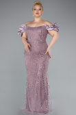 Robe De Fiançailles Grande Taille Perlé Longue Lavande ABU4788