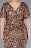 Robe de Soirée Grande Taille Longue Squameuse Cuivre ABU4926