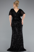 Robe de Soirée Grande Taille Longue Squameuse Noir ABU4926