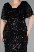 Robe de Soirée Grande Taille Longue Squameuse Noir ABU4926