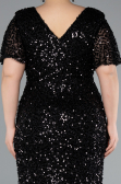 Robe de Soirée Grande Taille Longue Squameuse Noir ABU4926