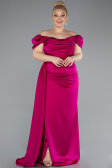 Robe De Soirée Grande Taille Satin Longue Fushia ABU1626