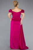 Robe De Soirée Grande Taille Satin Longue Fushia ABU1626