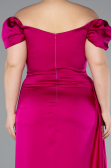 Robe De Soirée Grande Taille Satin Longue Fushia ABU1626