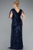 Robe Grande Taille Longue Bleu Marine ABU4953