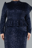 Robe De Soirée Grande Taille Midi Bleu Marine ABK2294