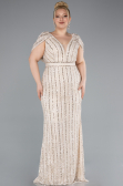 Robe De Fiançailles Grande Taille Longue Dantelle Beige ABU4948