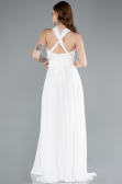 Robe de Soirée Longue Mousseline Blanc ABU4965