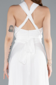 Robe de Soirée Longue Mousseline Blanc ABU4965
