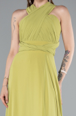 Robe de Soirée Longue Mousseline Pistache vert ABU4965