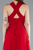 Robe de Soirée Longue Mousseline Rouge ABU4965