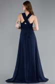 Robe de Soirée Longue Mousseline Bleu Marine ABU4965