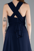 Robe de Soirée Longue Mousseline Bleu Marine ABU4965