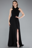 Robe de Soirée Longue Mousseline Noir ABU4965