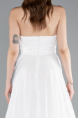 Robe de Soirée Longue Mousseline Blanc ABU4966