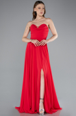Robe de Soirée Longue Mousseline Rouge ABU4966