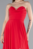 Robe de Soirée Longue Mousseline Rouge ABU4966