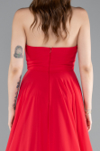Robe de Soirée Longue Mousseline Rouge ABU4966
