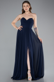 Robe de Soirée Longue Mousseline Bleu Marine ABU4966