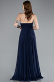 Robe de Soirée Longue Mousseline Bleu Marine ABU4966