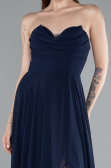 Robe de Soirée Longue Mousseline Bleu Marine ABU4966