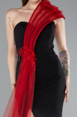 Robe de Soirée Longue Noir-Rouge ABU4969