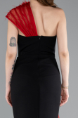 Robe de Soirée Longue Noir-Rouge ABU4969